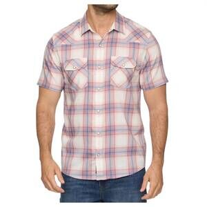 NEW FLAGS & ANTHEM austin upf performance western shirt in red plaid